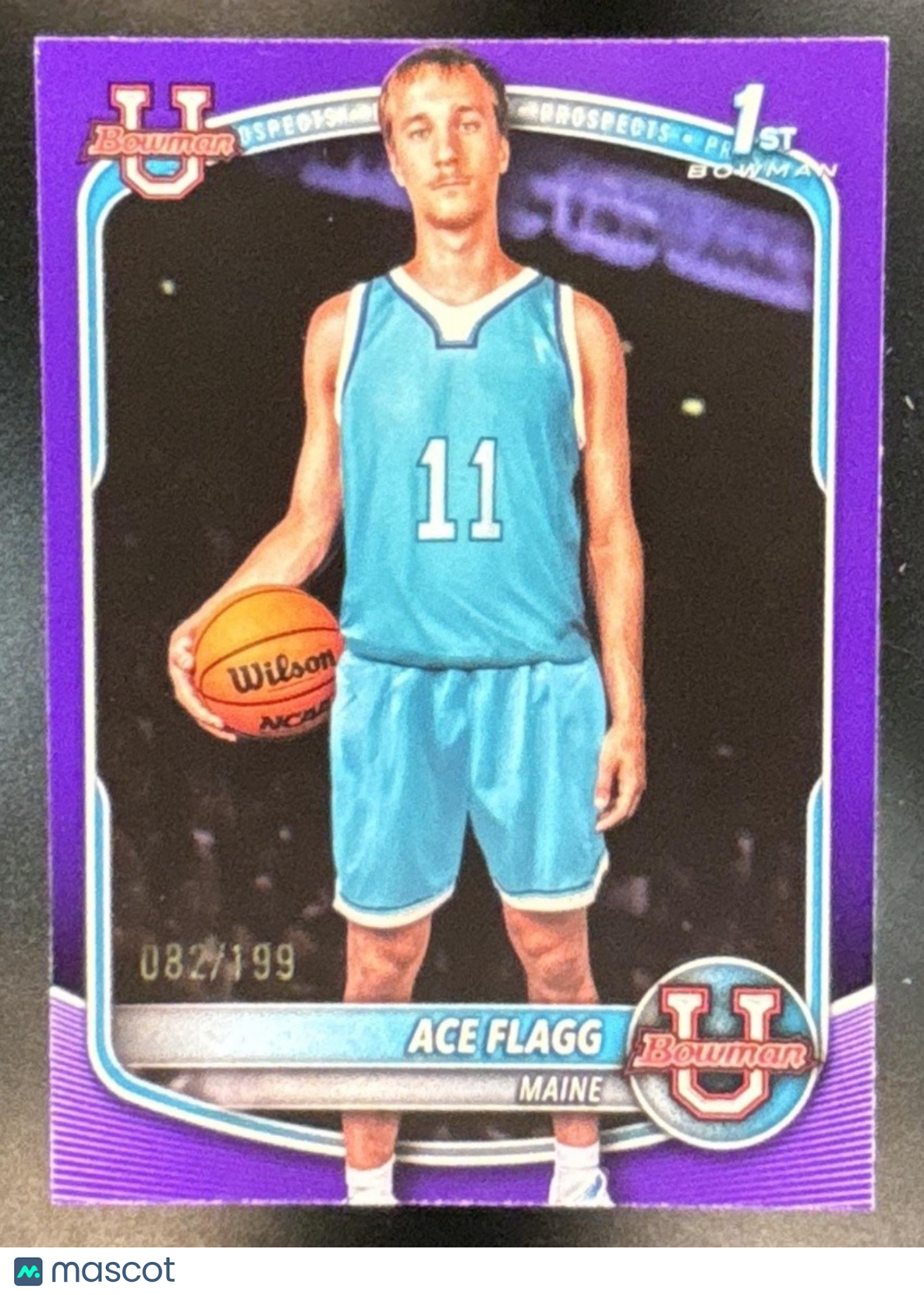 2025-26 Bowman Ace Flagg Purple Border /199 #BPP-91 1st Prospect Maine Bears - Sports Cards