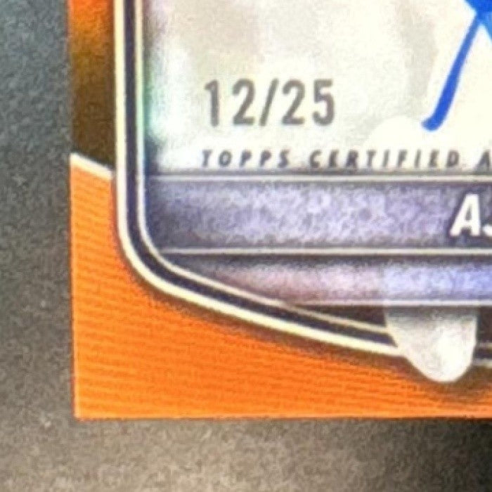 2025-26 Bowman AJ Dybantsa Chrome Auto True Orange Refractor #12/25 1st Prospect - Sports Cards