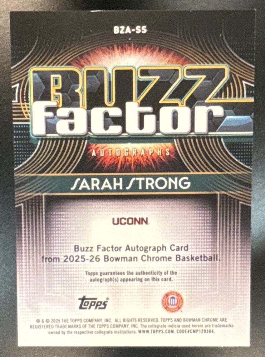 2025-26 Bowman Sarah Strong Buzz Factor Auto #BZA-SS UConn Huskies - Sports Cards