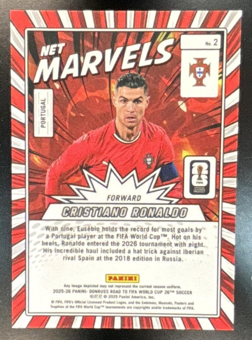 2025-26 Donruss Road to FIFA World Cup 26 Cristiano Ronaldo Net Marvels Pink /25 - Sports Cards