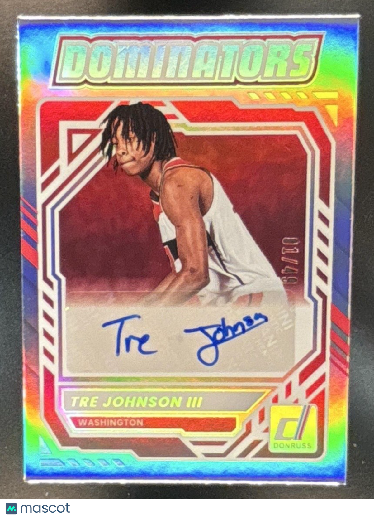 2025-26 Panini Donruss Tre Johnson III Dominators Auto 1/49 #5 RC Wizards - Sports Cards