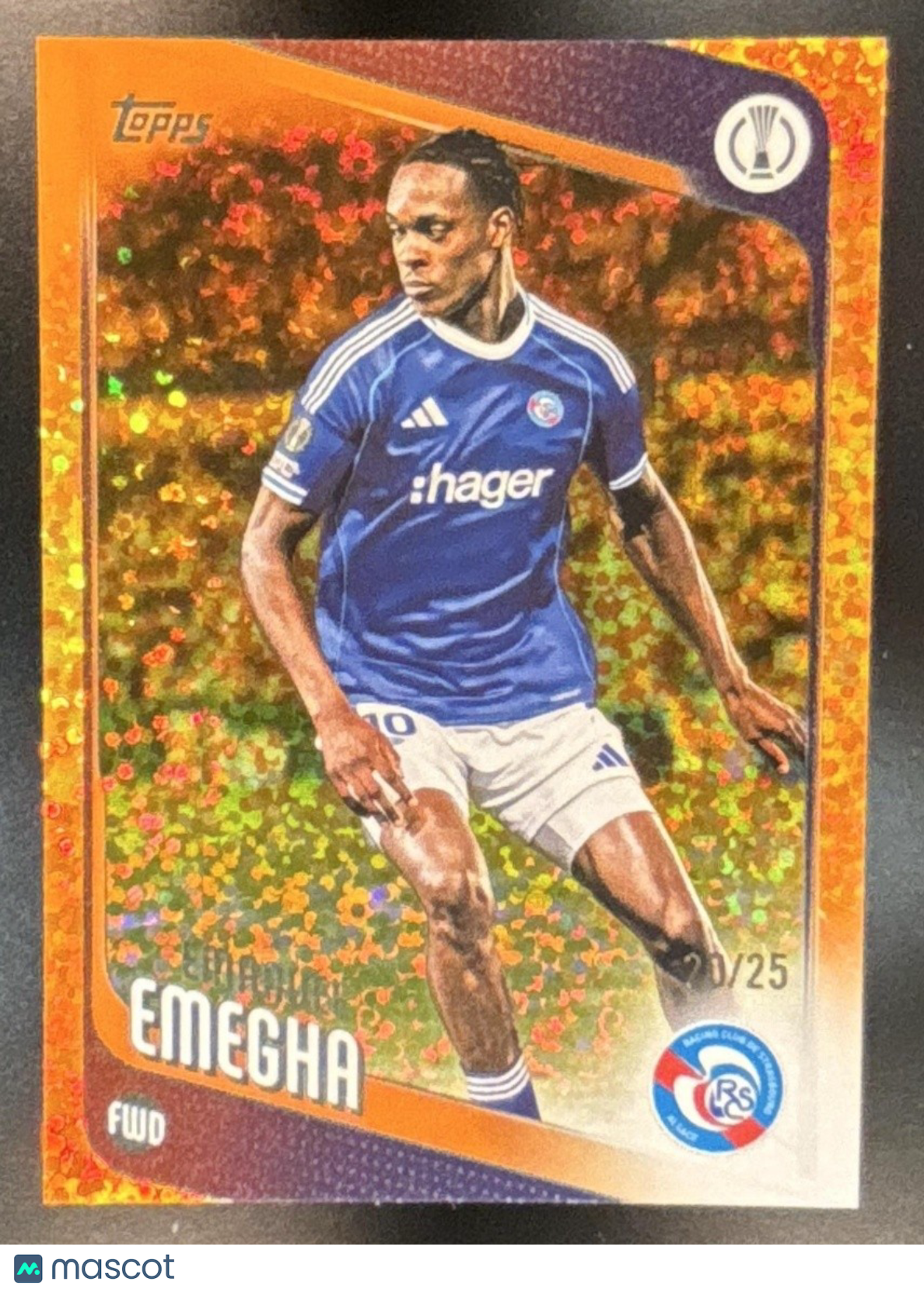 2025-26 Topps Carnaval UEFA Emanuel Emegha Samba Orange /25 #110 RC Alsace - Sports Cards
