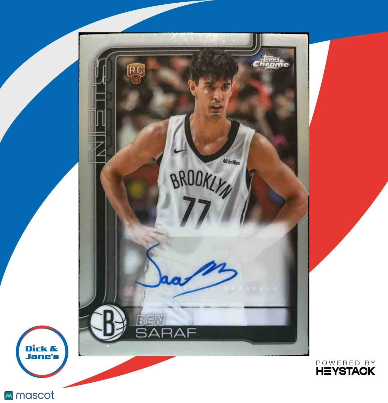 2025-26 Topps Chrome Ben Saraf Rookie Auto #TCAR-BS RC Brooklyn Nets - Sports Cards