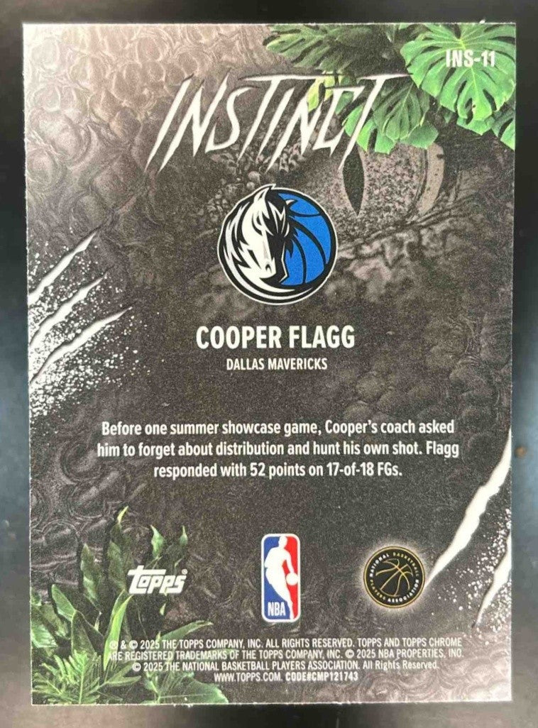 2025-26 Topps Chrome Cooper Flagg Instinct #INS-11 RC Mavericks - Sports Cards