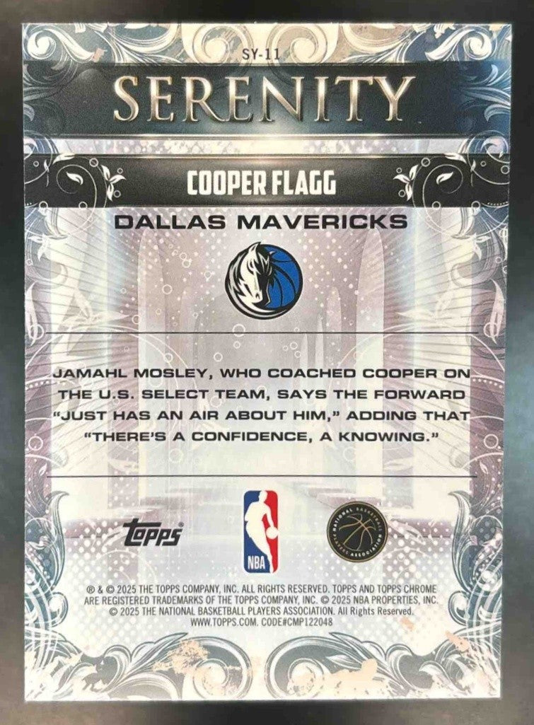 2025-26 Topps Chrome Cooper Flagg Serenity RC Dallas Mavericks - Sports Cards