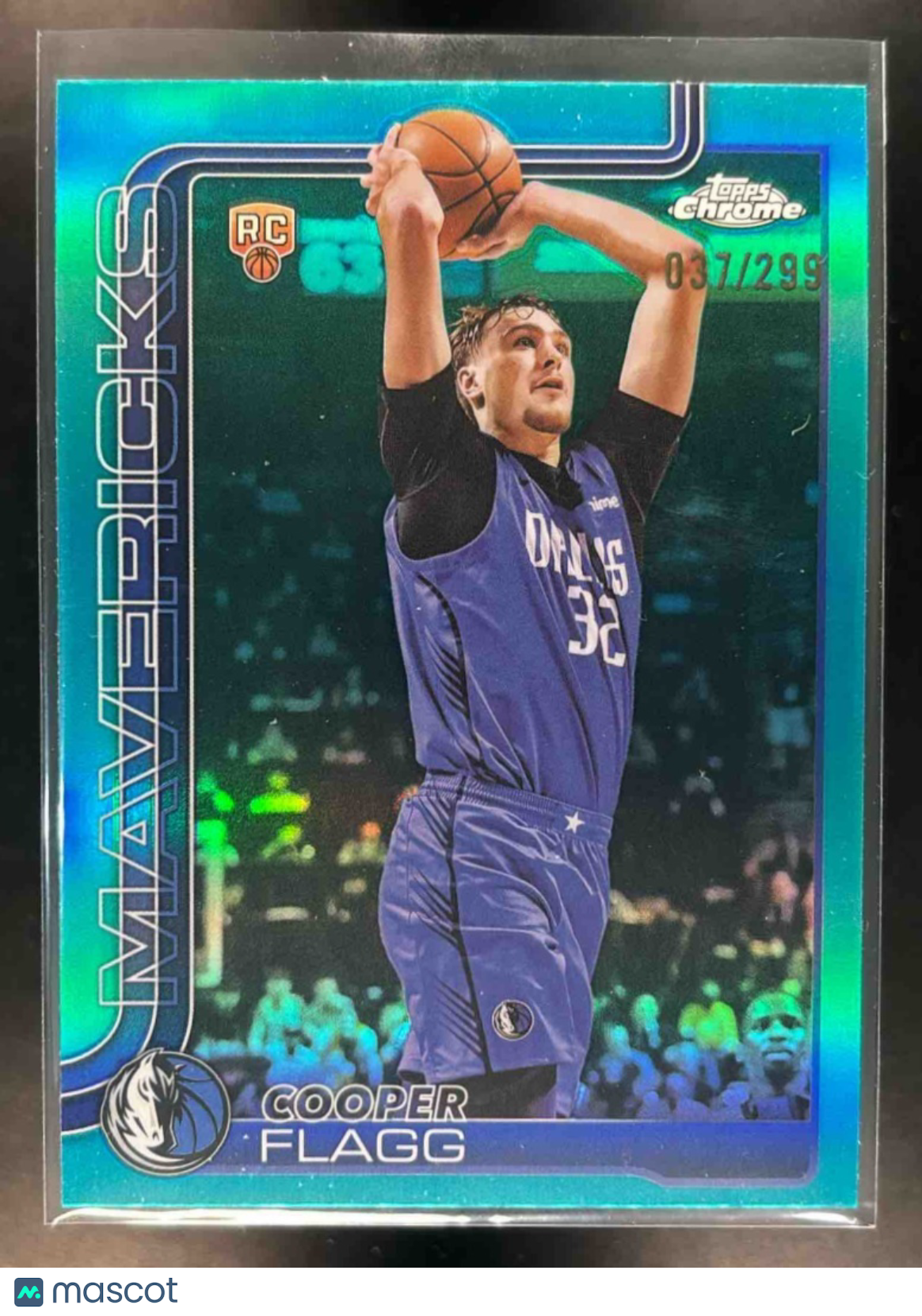 2025-26 Topps Chrome Cooper Flagg Teal Refractor 37/299 #251 RC Dallas Mavericks - Sports Cards