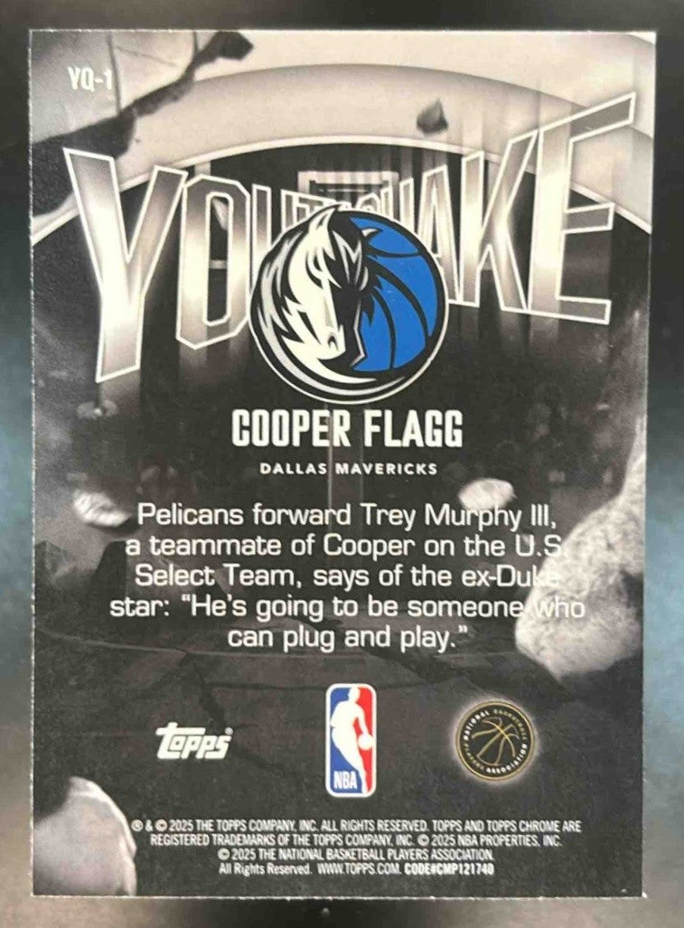 2025-26 Topps Chrome Cooper Flagg Youthquake RC Dallas Mavericks - Sports Cards