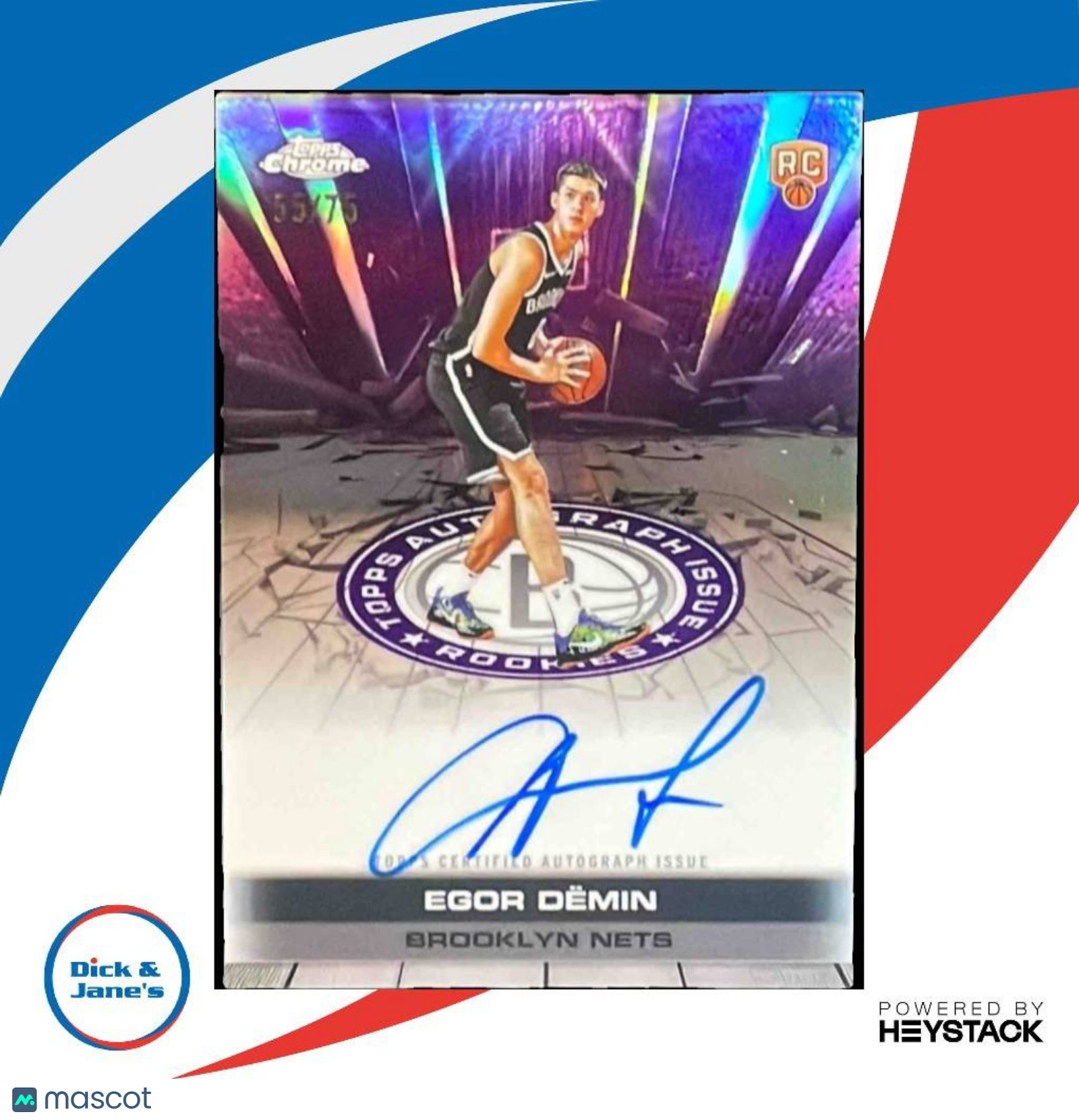 2025-26 Topps Chrome Egor Demin Auto Rookies Purple Refractor 55/75 RC Brooklyn - Sports Cards