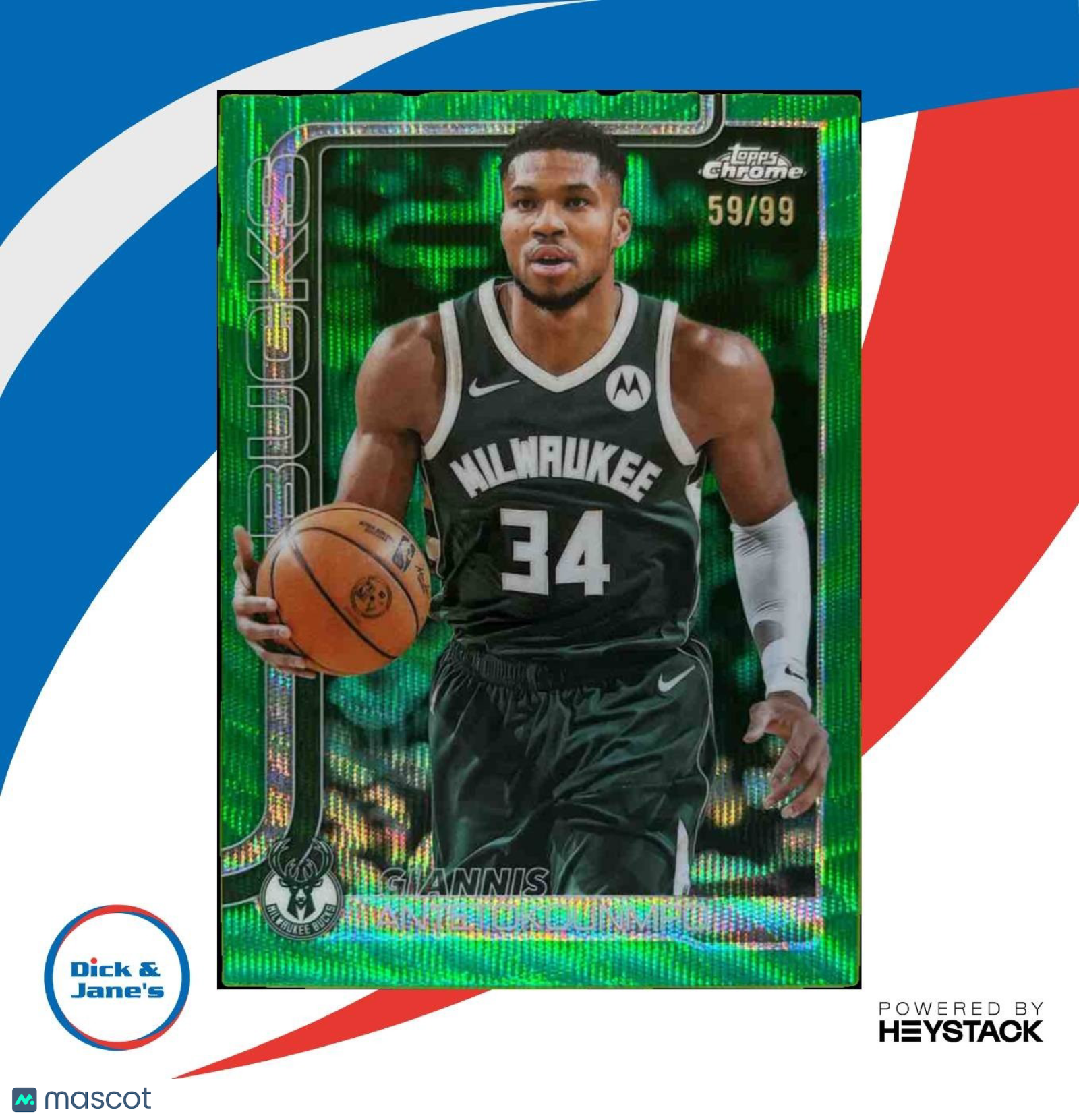 2025-26 Topps Chrome Giannis Antetokounmpo Green Wave /99 #137 Milwaukee Bucks - Sports Cards