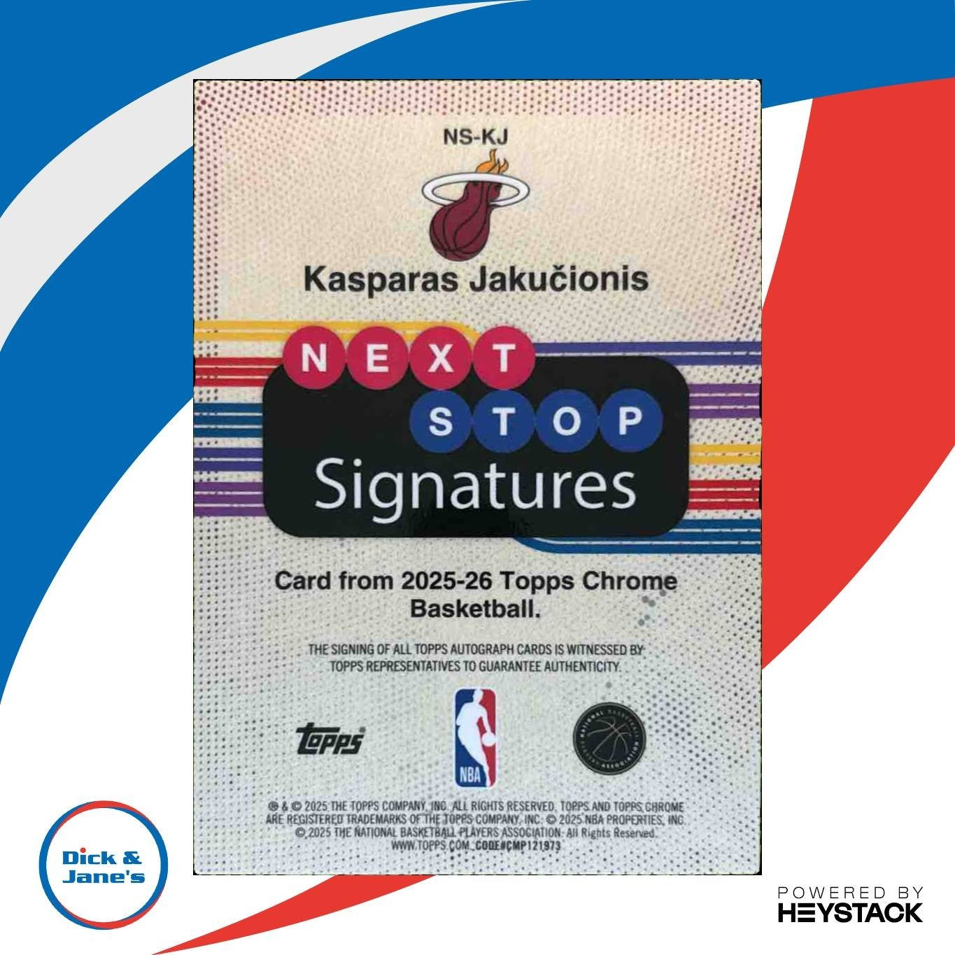 2025-26 Topps Chrome Kasparas Jakucionis Next Stop Signature Green /99 RC Auto - Sports Cards