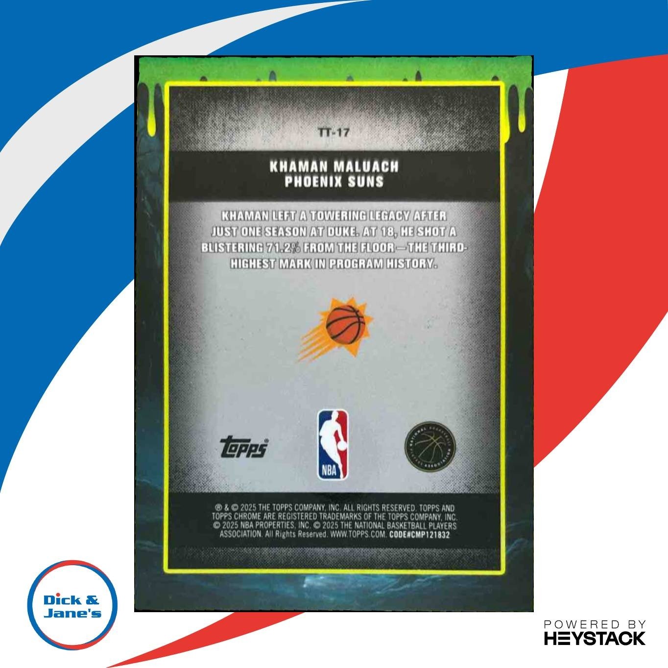 2025-26 Topps Chrome Khaman Maluach Tall Tales Aqua /199 #TT-17 RC Phoenix Suns - Sports Cards