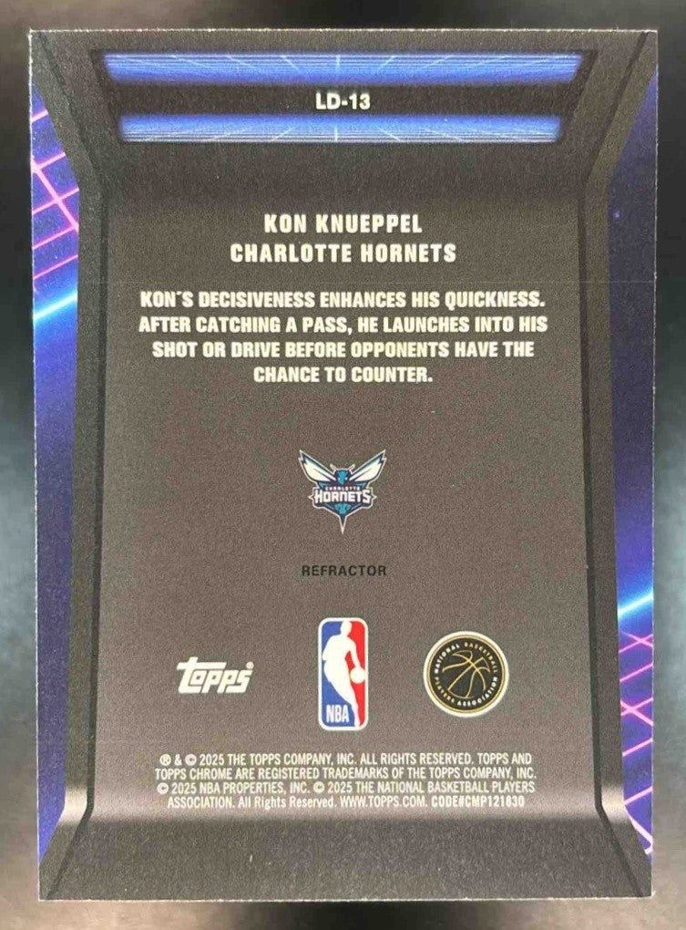 2025-26 Topps Chrome Kon Knueppel Loading #LD-13 RC Charlotte Hornets - Sports Cards
