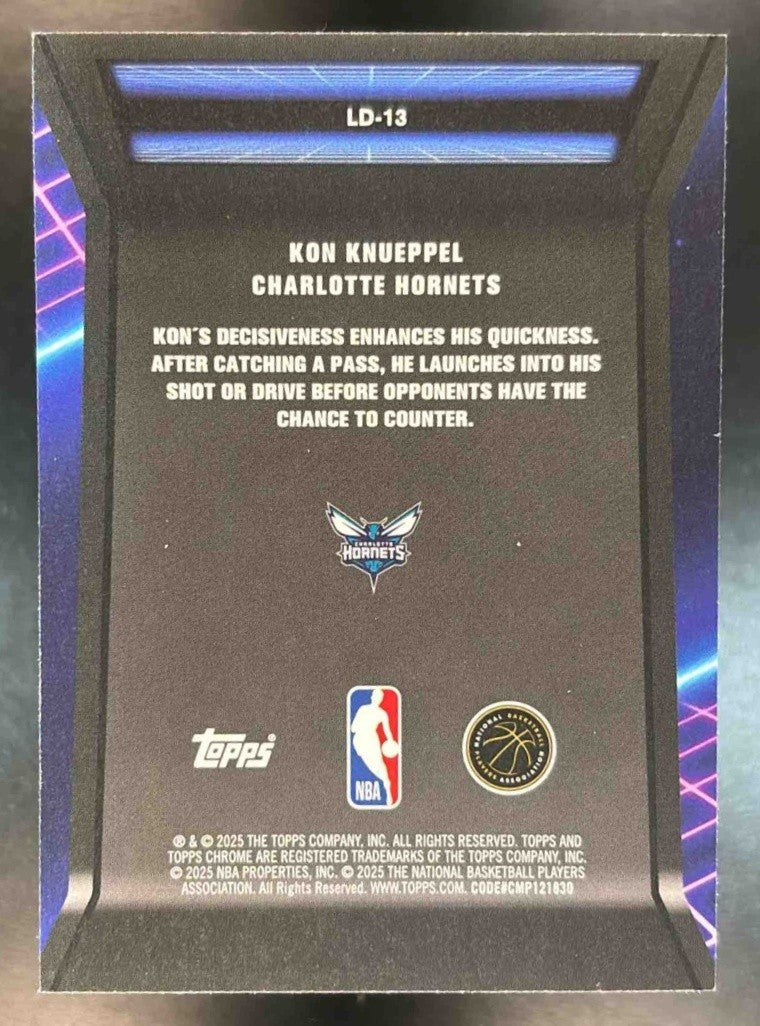 2025-26 Topps Chrome Kon Knueppel Loading #LD-13 RC Charlotte Hornets - Sports Cards