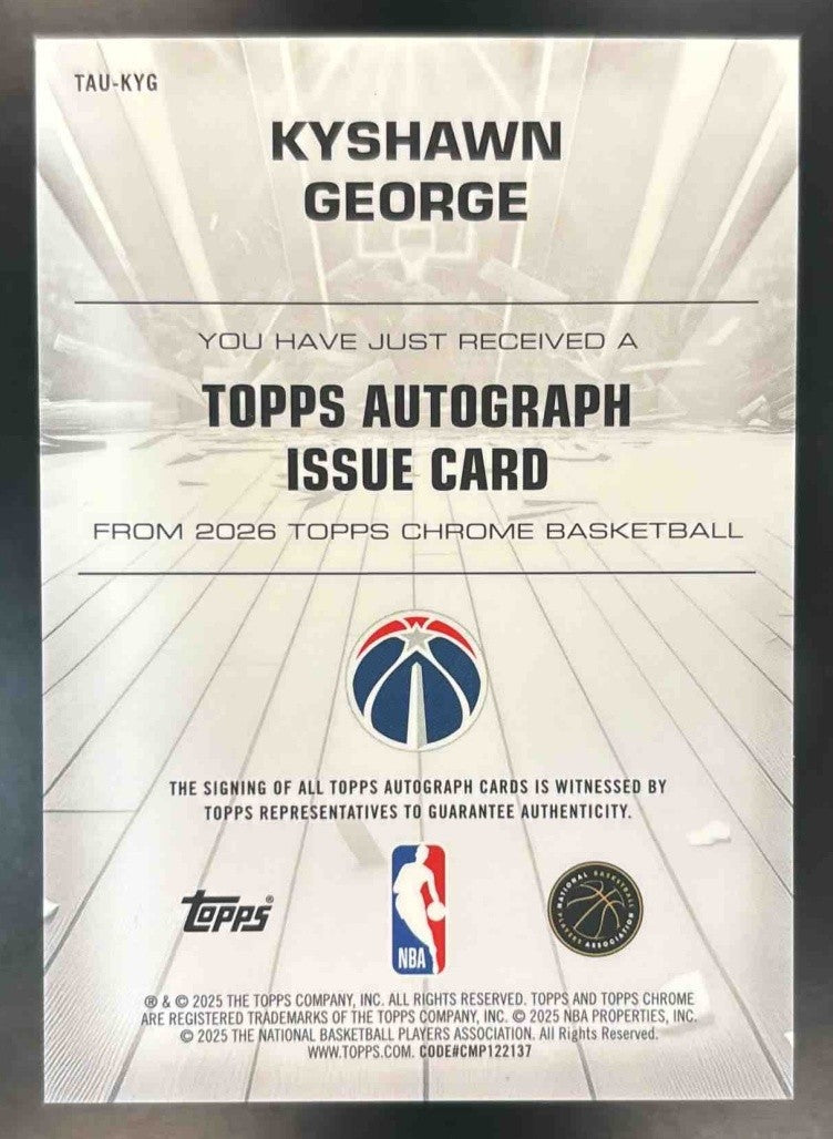 2025-26 Topps Chrome Kyshawn George Certified Auto Issue Washington Wizards - Sports Cards
