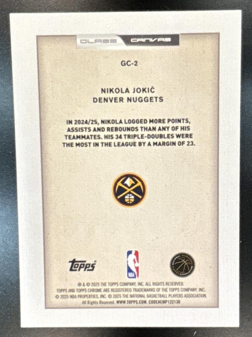 2025-26 Topps Chrome Nikola Jokic Glass Canvas #GC-2 SSP Denver Nuggets - Sports Cards