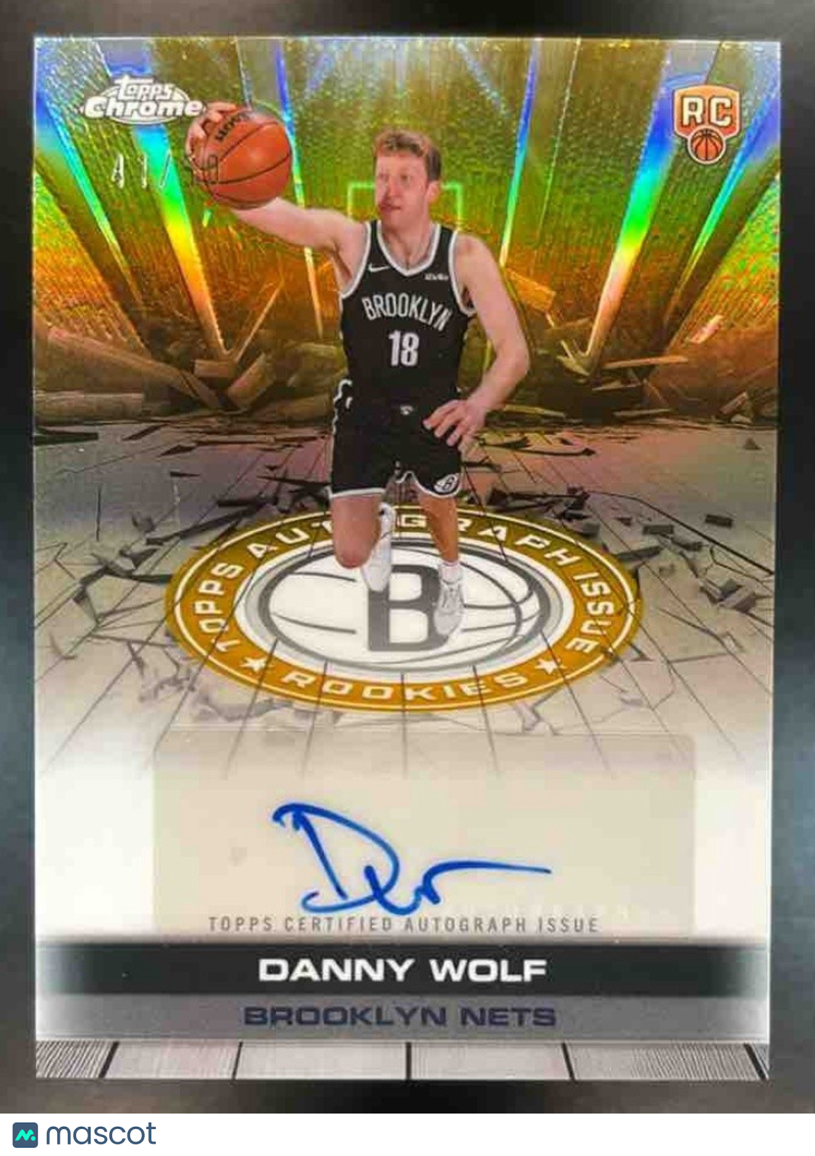 2025-26 Topps Chrome Sapphire Danny Wolf Certified Auto Issue Gold /50 RC Nets - Sports Cards