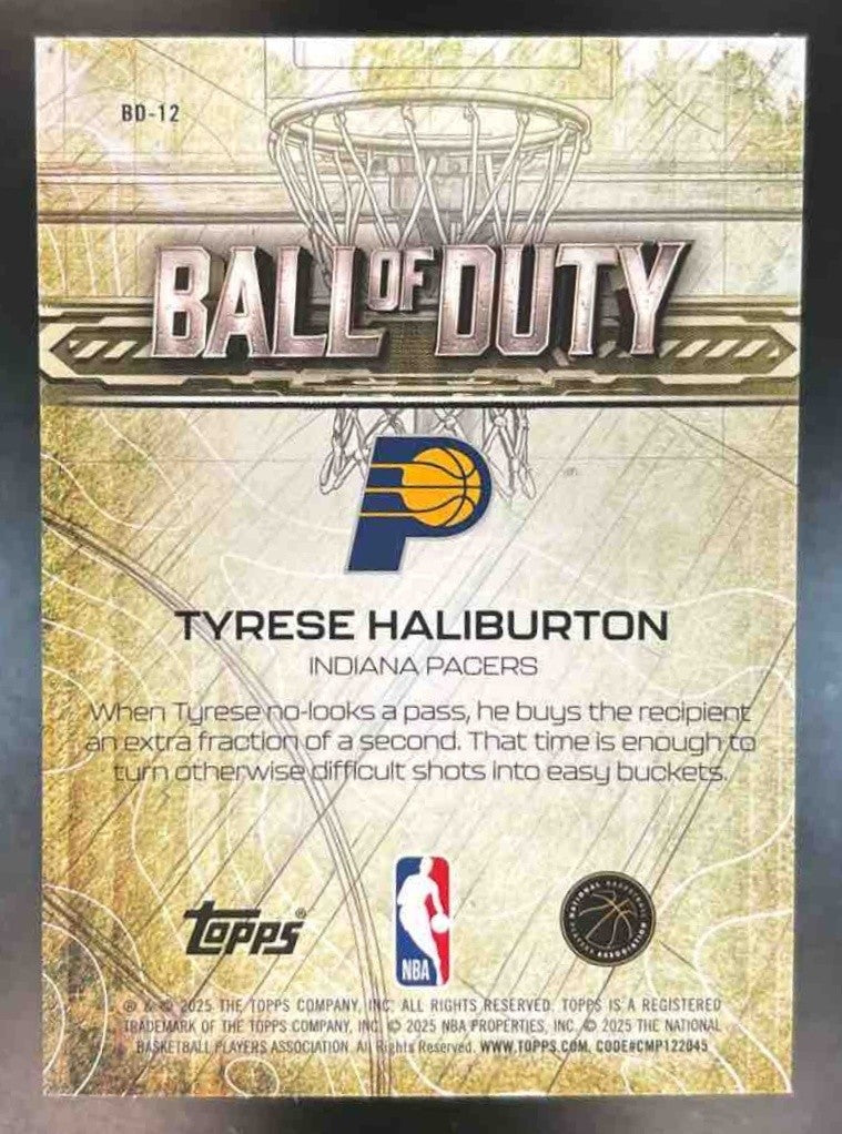 2025-26 Topps Chrome Tyrese Haliburton Ball of Duty Green /99 Indiana Pacers - Sports Cards