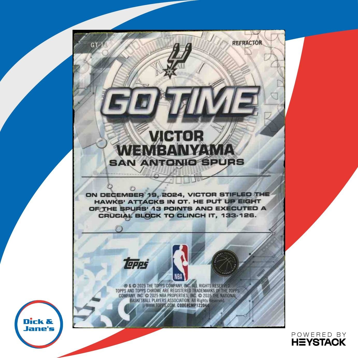 2025-26 Topps Chrome Victor Wembanyama Go Time Refractor San Antonio Spurs - Sports Cards