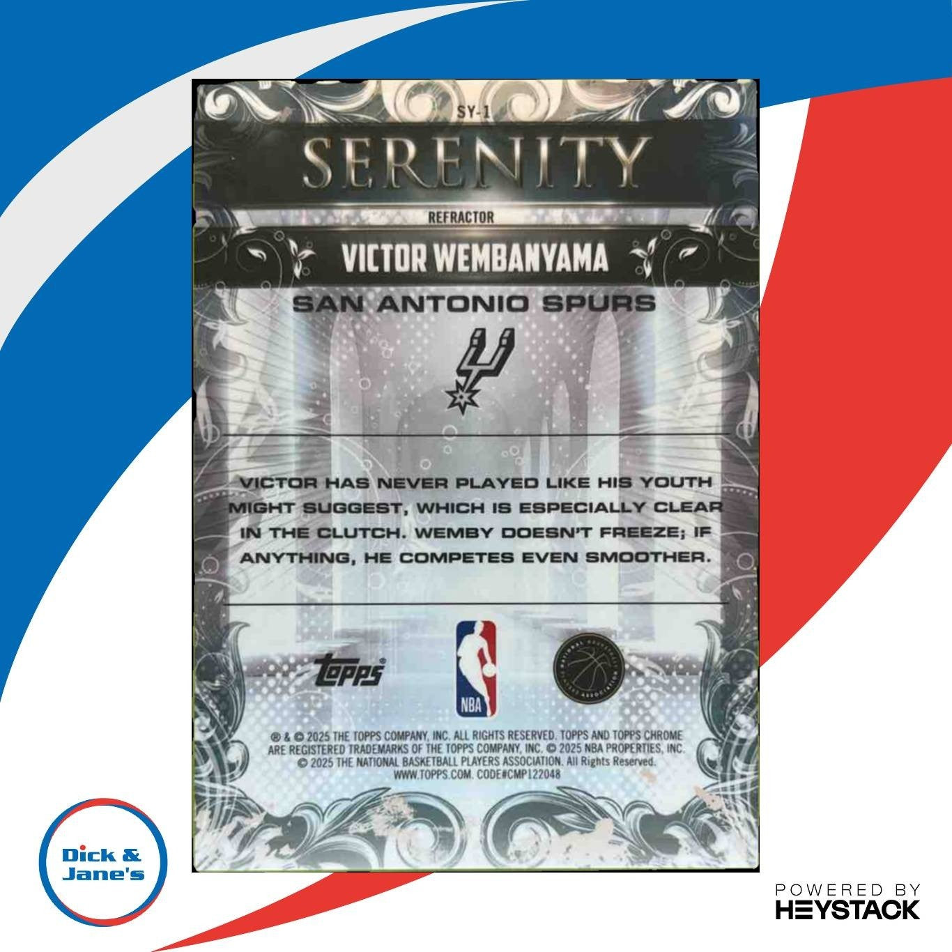 2025-26 Topps Chrome Victor Wembanyama Serenity Refractor SY-1 San Antonio Spurs - Sports Cards