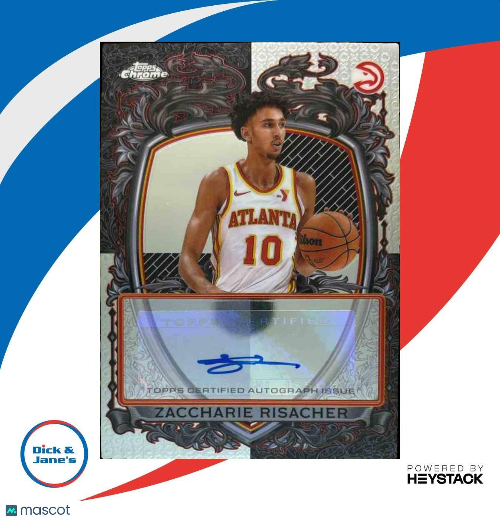 2025-26 Topps Chrome Zaccharie Risacher Signature Style Auto Atlanta Hawks - Sports Cards