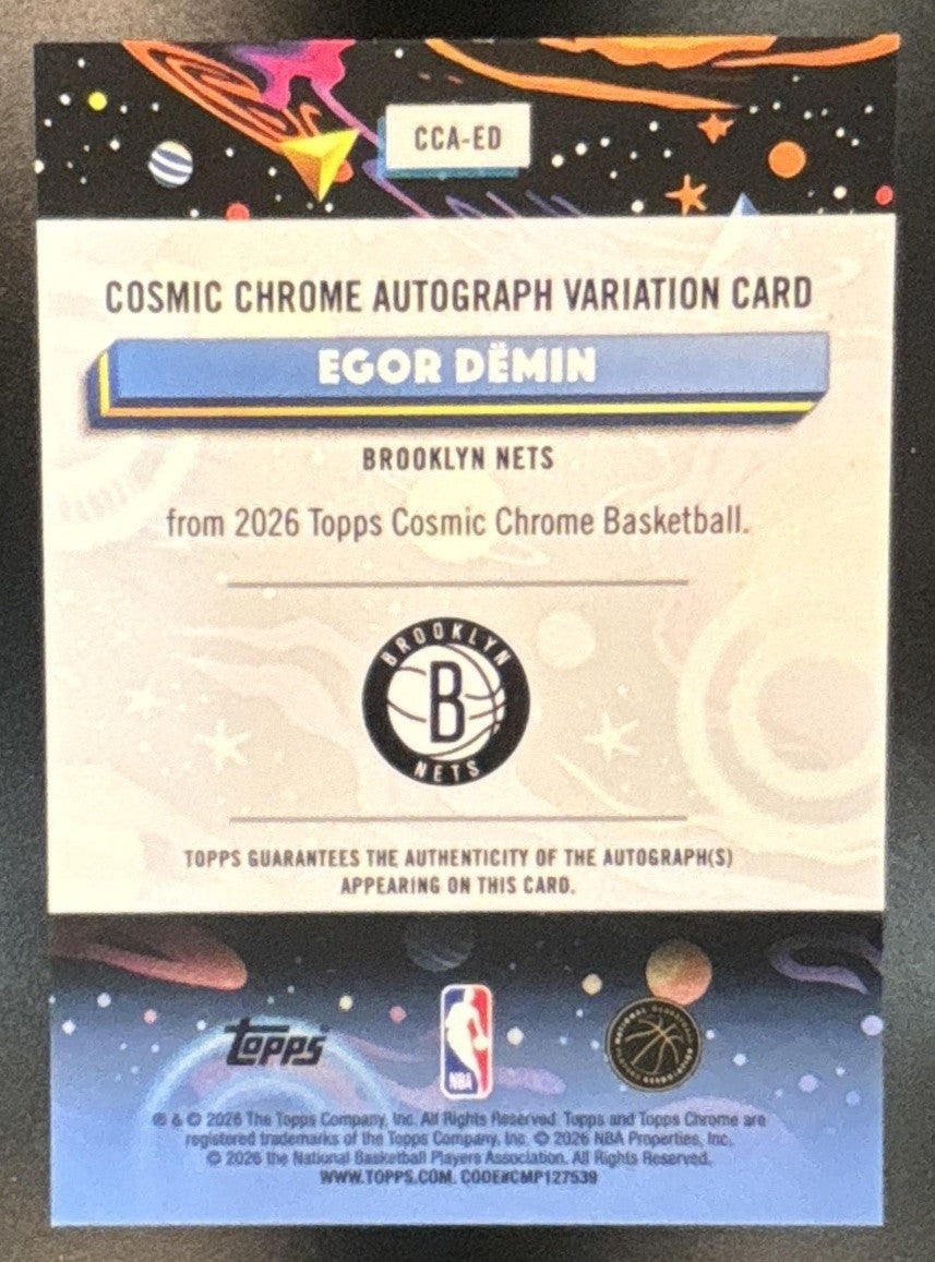 2025-26 Topps Cosmic Chrome Egor Demin Auto #CCA-ED RC Brooklyn Nets - Sports Cards