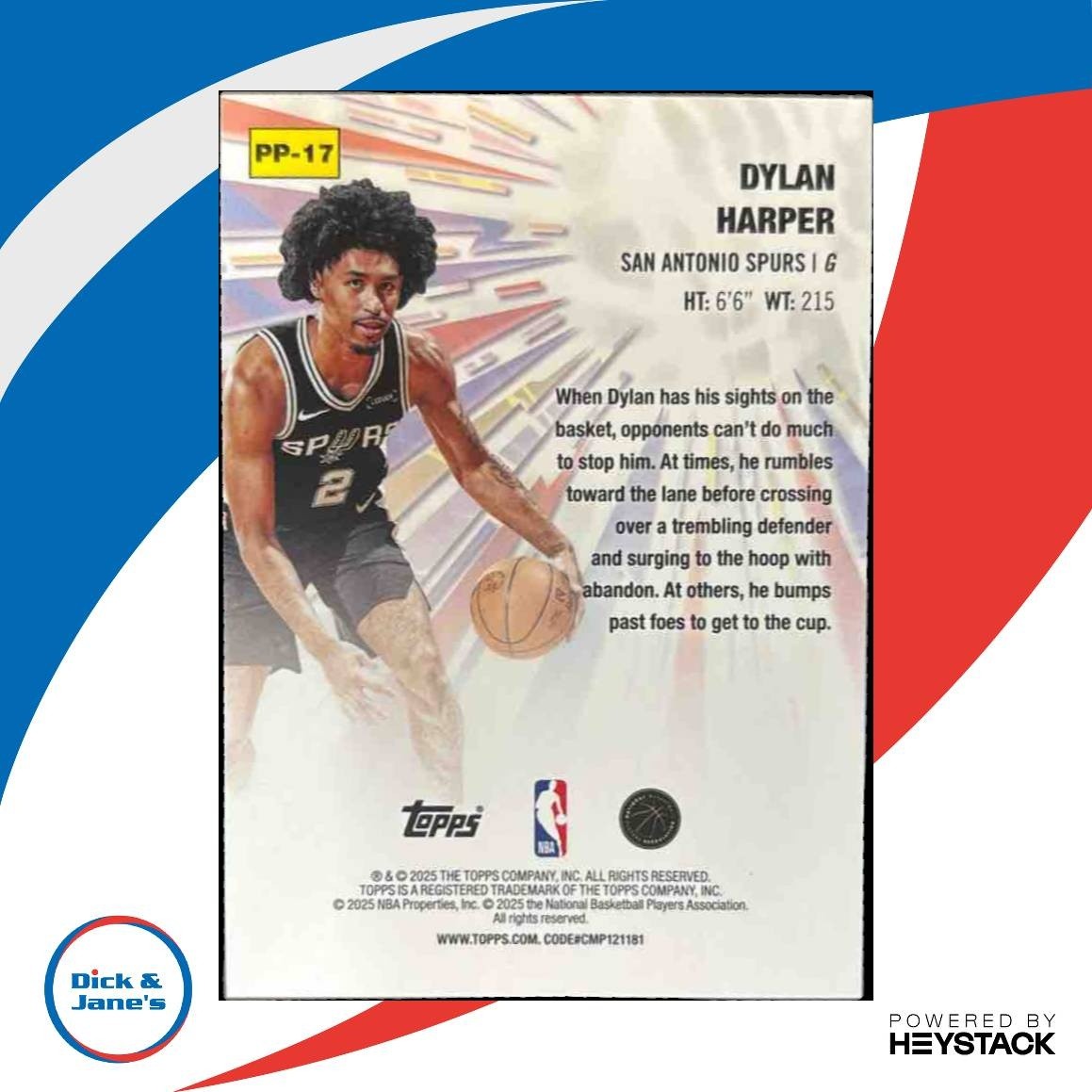 2025-26 Topps Dylan Harper Power Players #PP-17 RC San Antonio Spurs - Sports Cards