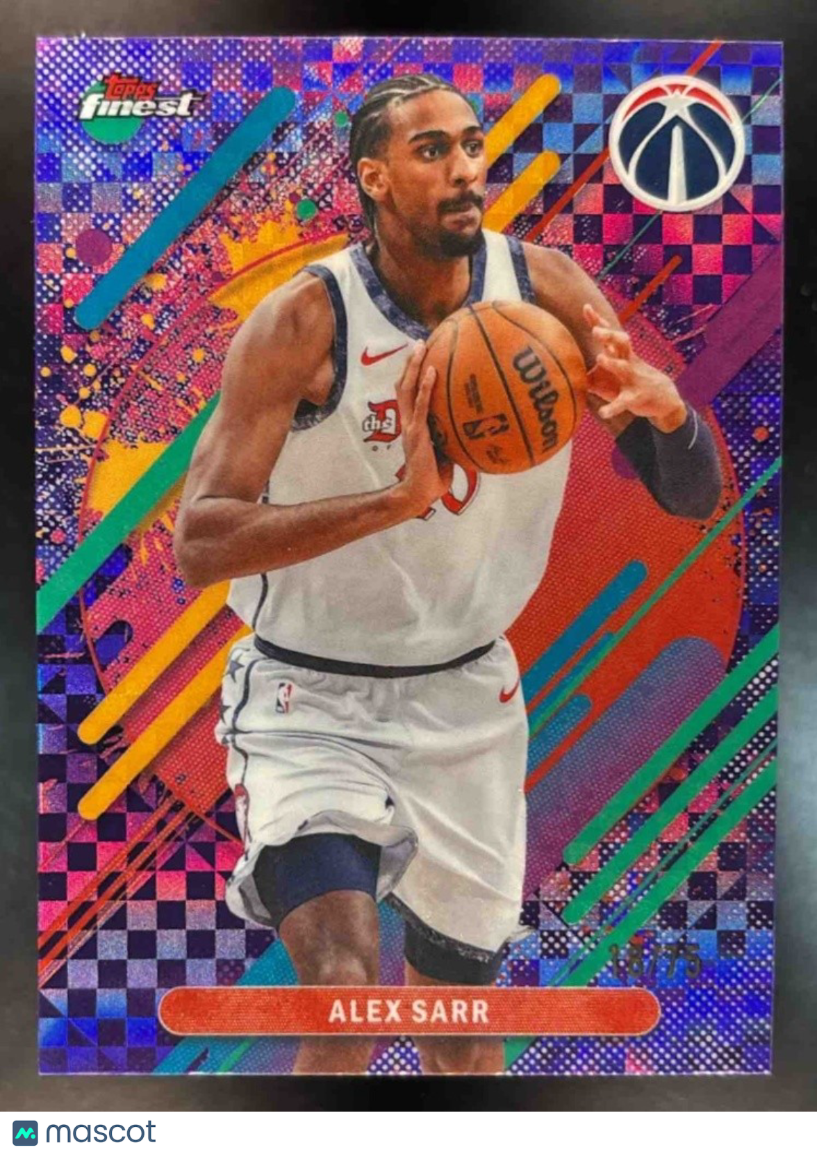 2025-26 Topps Finest Alex Sarr Rare Purple X-Fractor /75 #259 Washington Wizards - Sports Cards