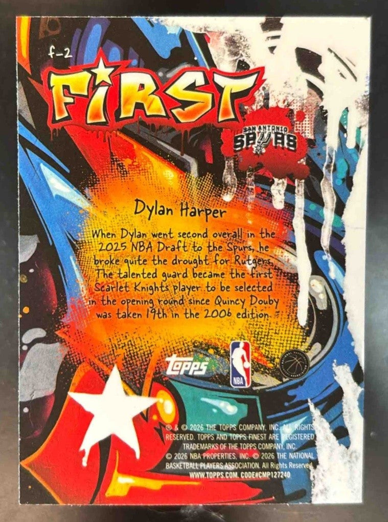 2025-26 Topps Finest Dylan Harper First RC San Antonio Spurs - Sports Cards