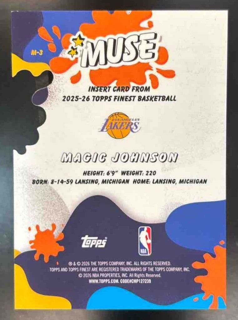 2025-26 Topps Finest Magic Johnson Muse Gold Refractor /50 Los Angeles Lakers - Sports Cards