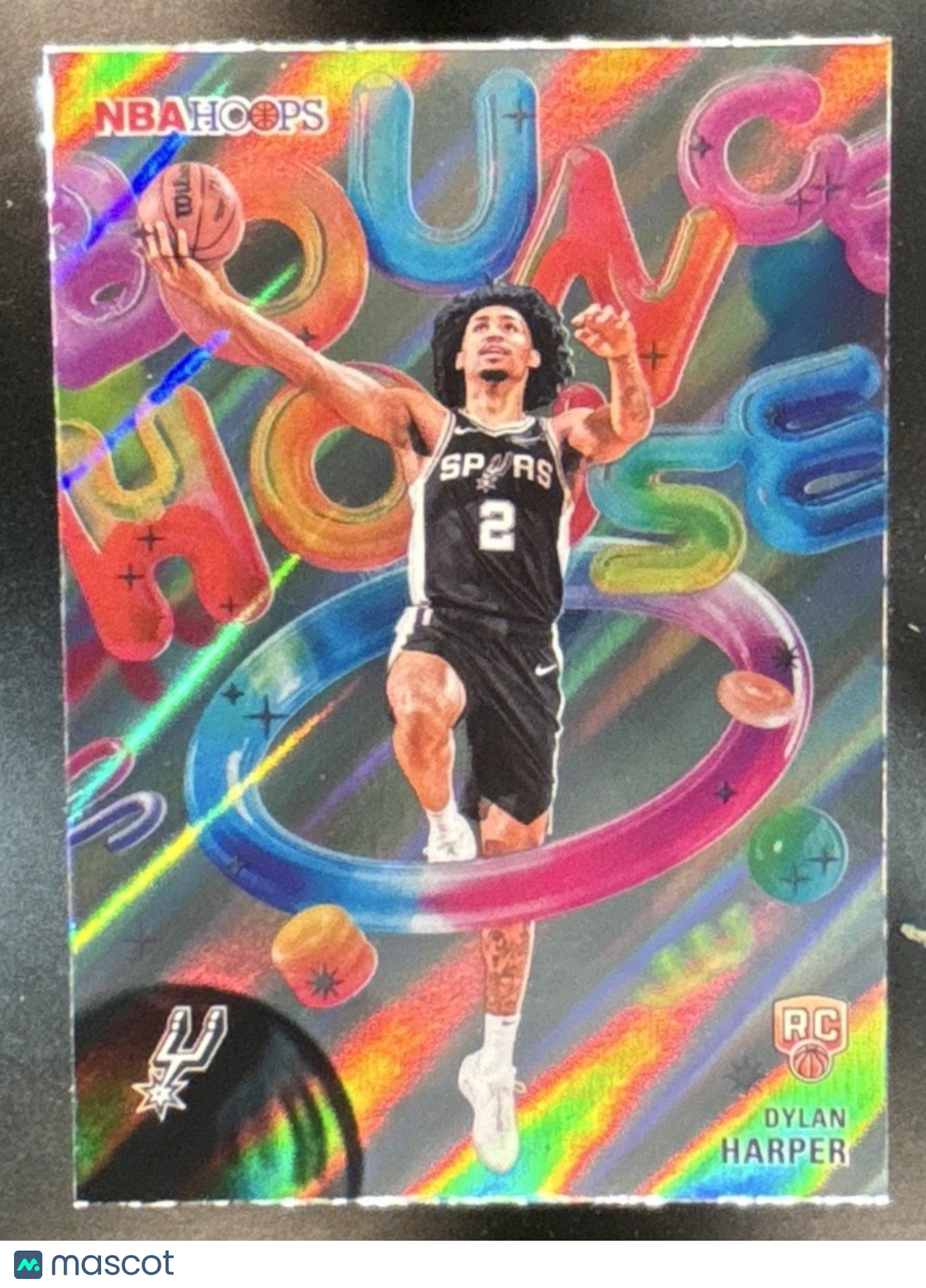 2025-26 Topps Hoops Dylan Harper Bounce House Rainbow Foil RC San Antonio Spurs - Sports Cards