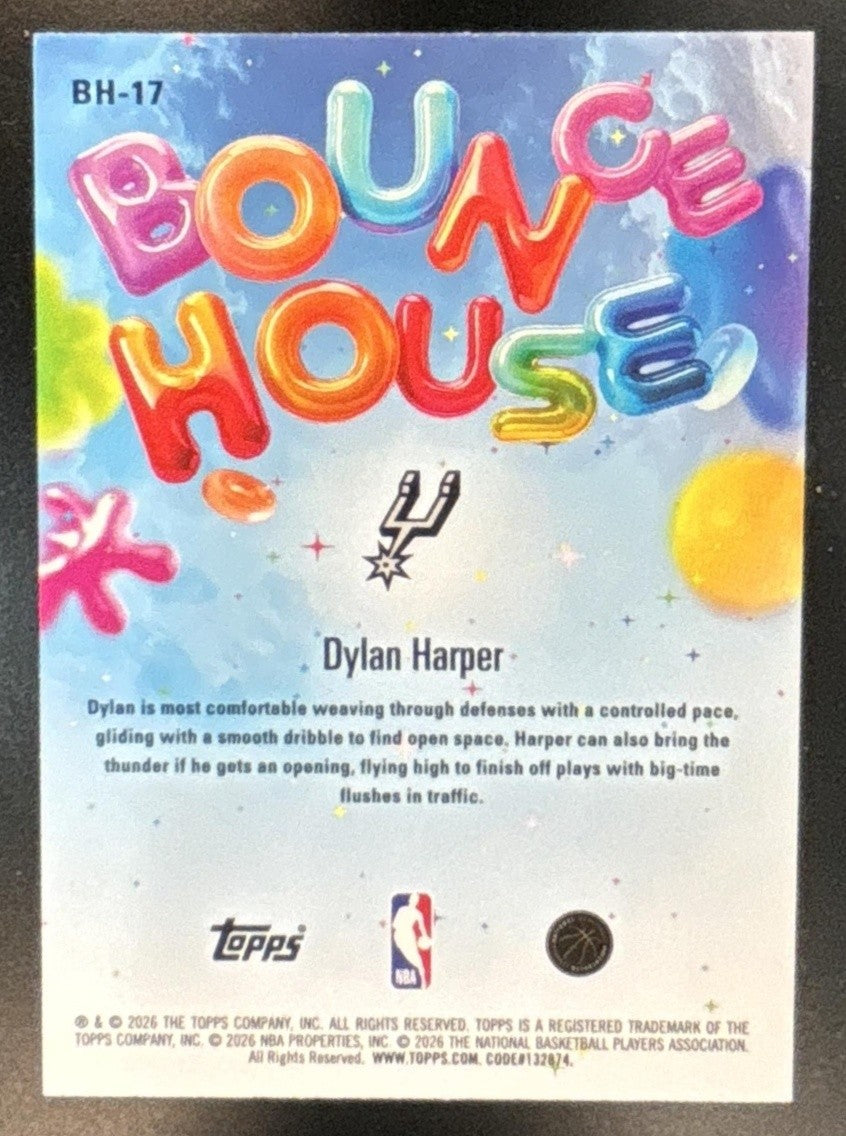 2025-26 Topps Hoops Dylan Harper Bounce House Rainbow Foil RC San Antonio Spurs - Sports Cards
