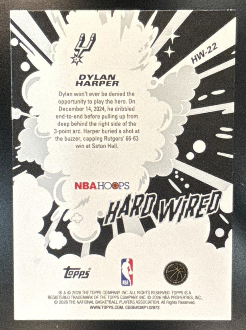 2025-26 Topps Hoops Dylan Harper Hardwired Light Burst RC San Antonio Spurs - Sports Cards