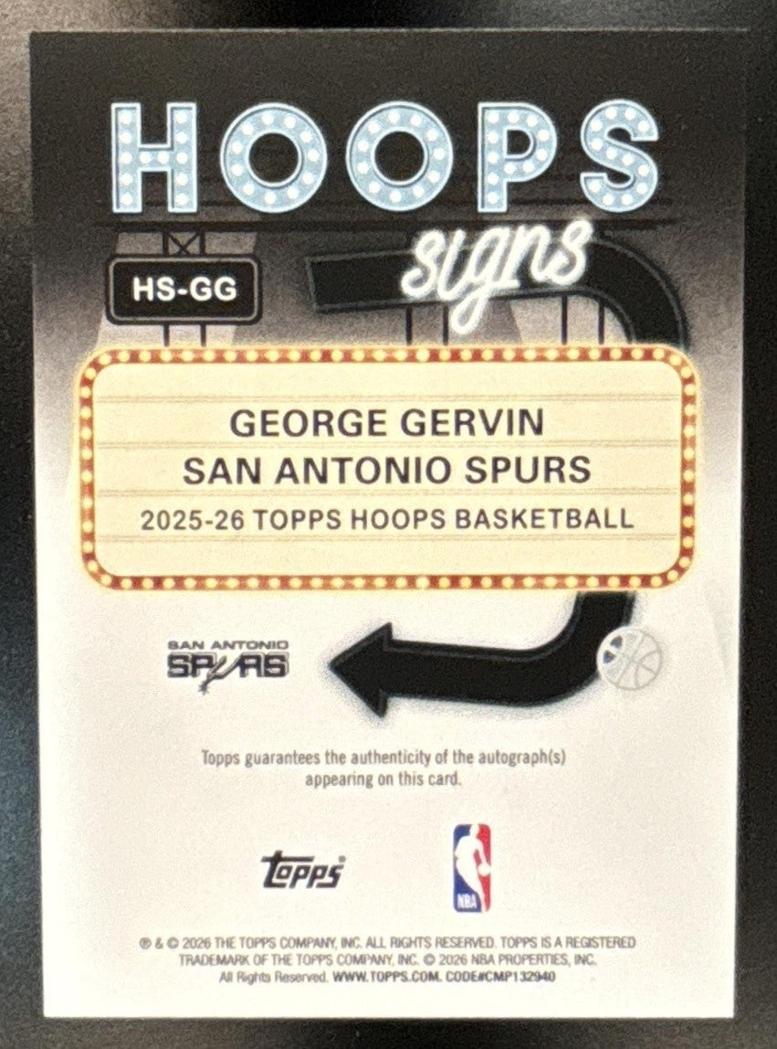 2025-26 Topps Hoops George Gervin Signs Auto San Antonio Spurs - Sports Cards