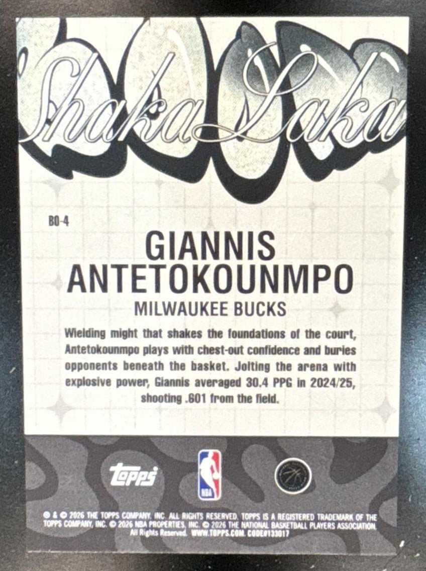 2025-26 Topps Hoops Giannis Antetokounmpo Boom Shaka Laka #BO-4 SSP Bucks - Sports Cards