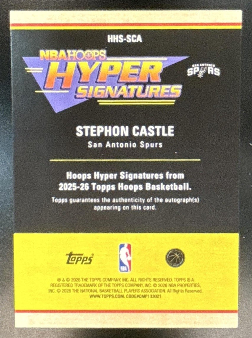 2025-26 Topps Hoops Stephon Castle Hyper Signatures Light Burst Orange /25 Auto - Sports Cards