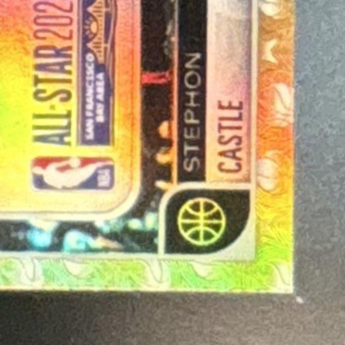 2025-26 Topps Hoops Stephon Castle Rainbow Gold and Green /199 #294 Spurs - Sports Cards