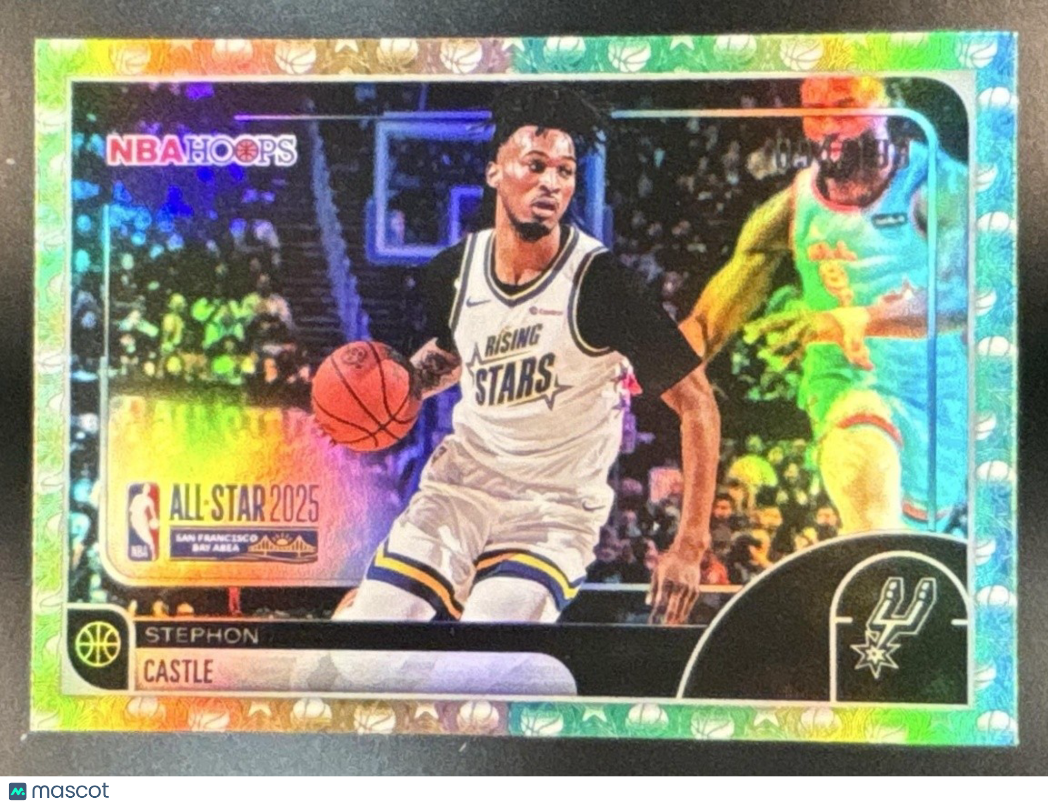 2025-26 Topps Hoops Stephon Castle Rainbow Gold and Green /199 #294 Spurs - Sports Cards