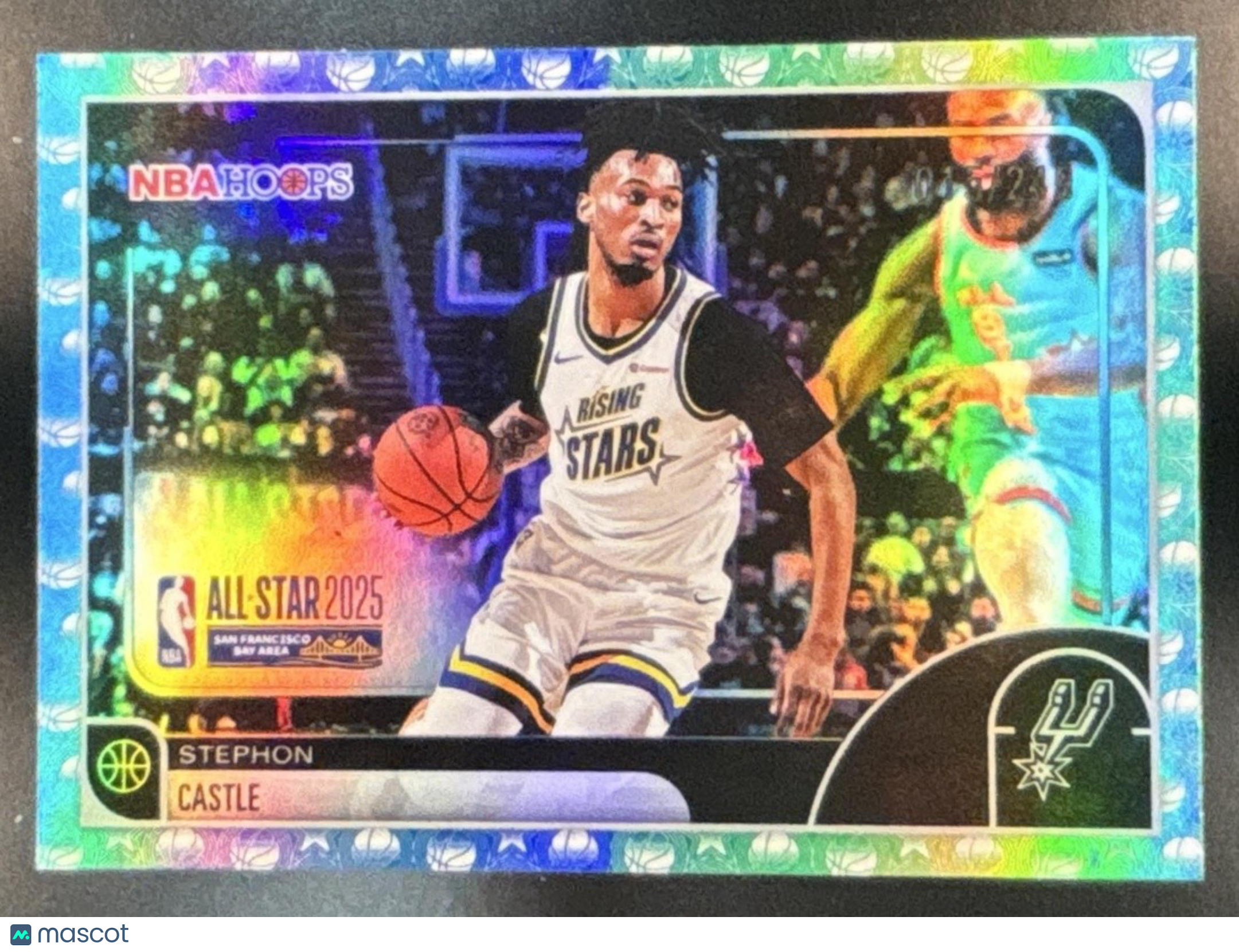 2025-26 Topps Hoops Stephon Castle Rainbow Green and Blue /249 #294 Spurs - Sports Cards