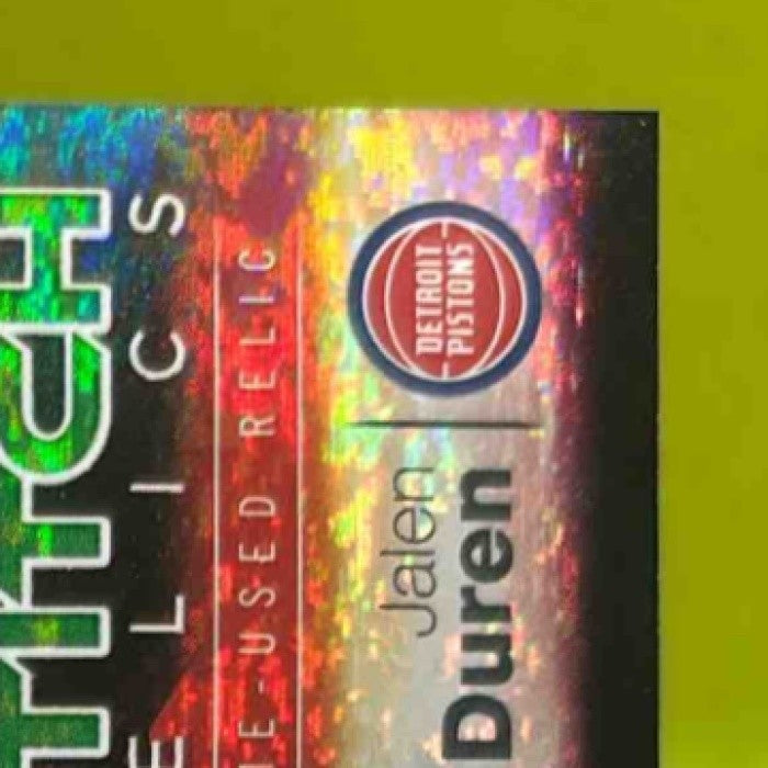 2025-26 Topps Jalen Duren Swish and Stitch Relic Green Holo /99 MEM Pistons - Sports Cards