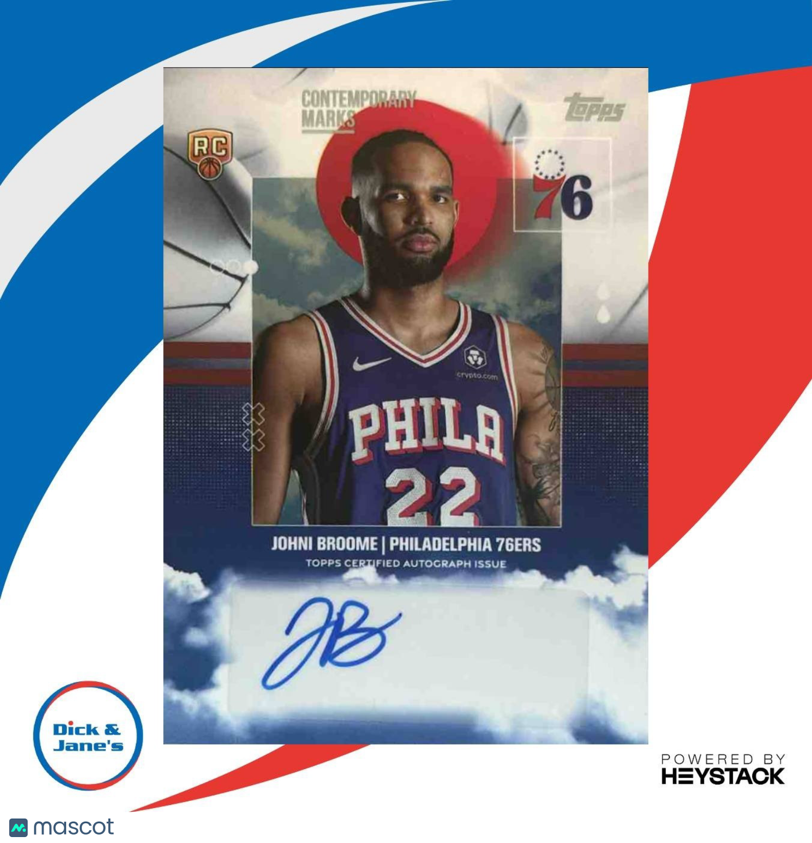 2025-26 Topps Johni Broome Contemporary Marks #CM-JO RC Auto Philadelphia 76ers - Sports Cards