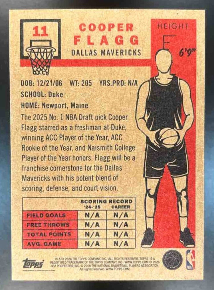 2025-26 Topps Living Cooper Flagg #11 Dallas Mavericks - Sports Cards