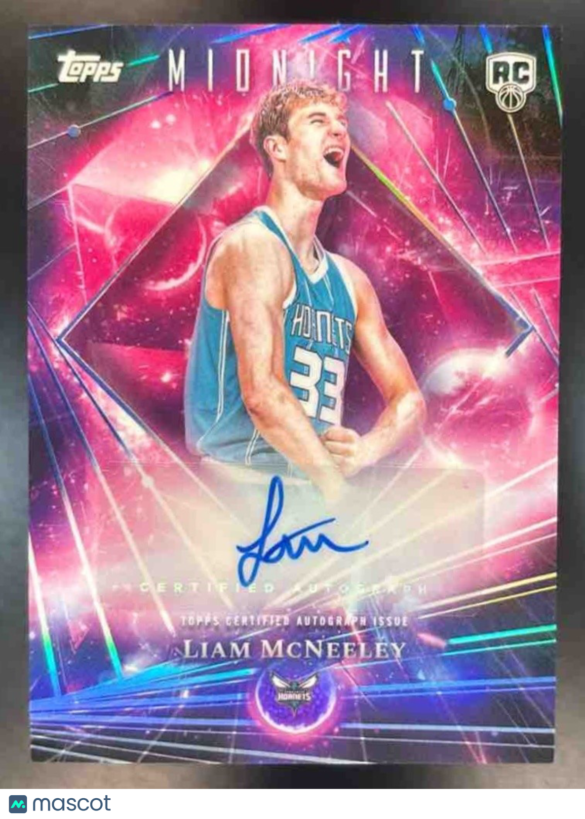 2025-26 Topps Midnight Liam McNeeley Dark Matter Rookie Auto Charlotte Hornets - Sports Cards
