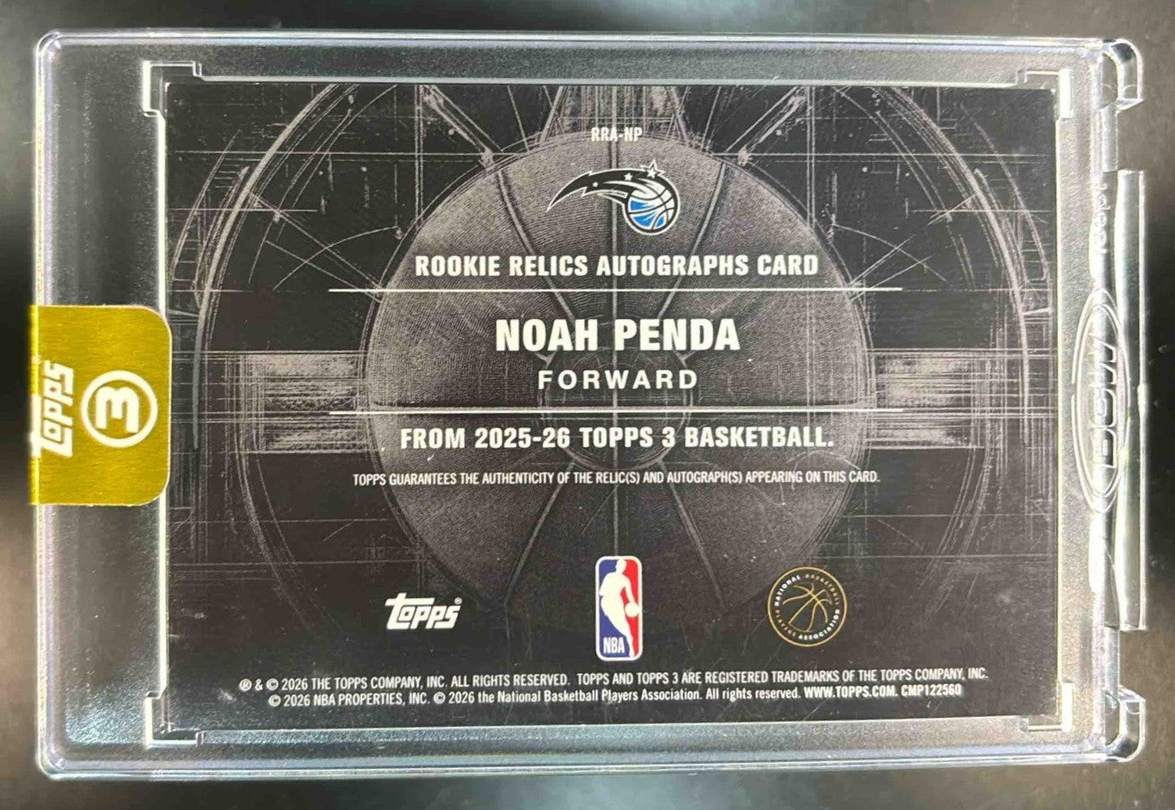 2025-26 Topps Three Noah Penda Relics Auto Blue /15 #RRA-NP MEM RC Magic - Sports Cards