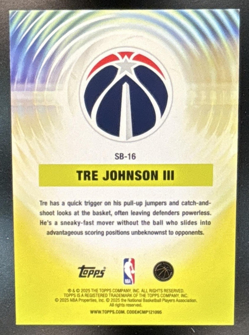 2025-26 Topps Tre Johnson III Sonic Boom #SB-16 RC Washington Wizards - Sports Cards