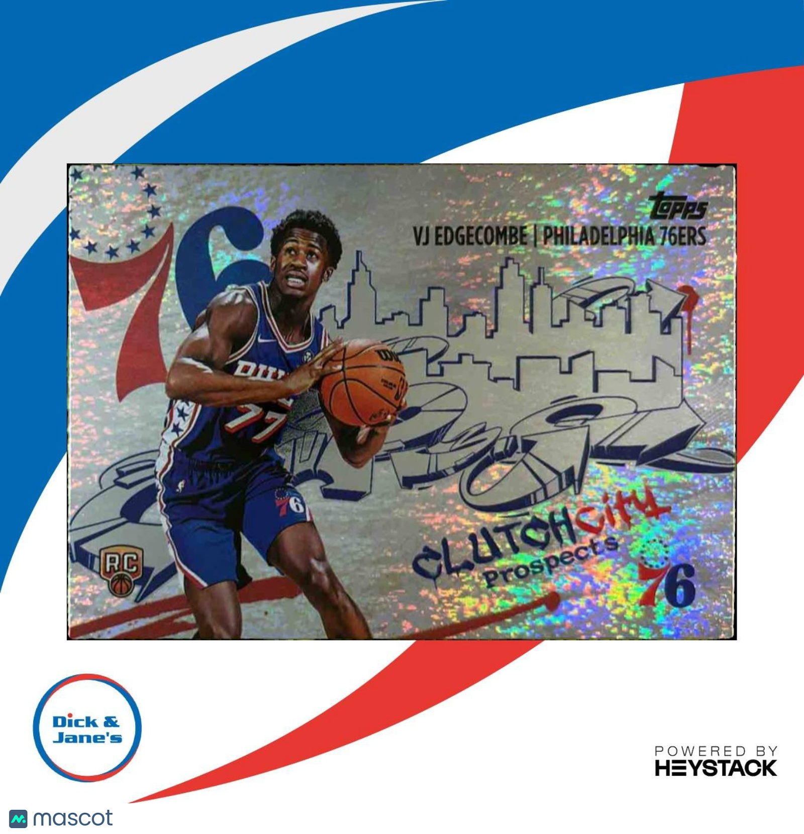 2025-26 Topps VJ Edgecombe Clutch City Prospects #CC-3 RC Philadelphia 76ers - Sports Cards