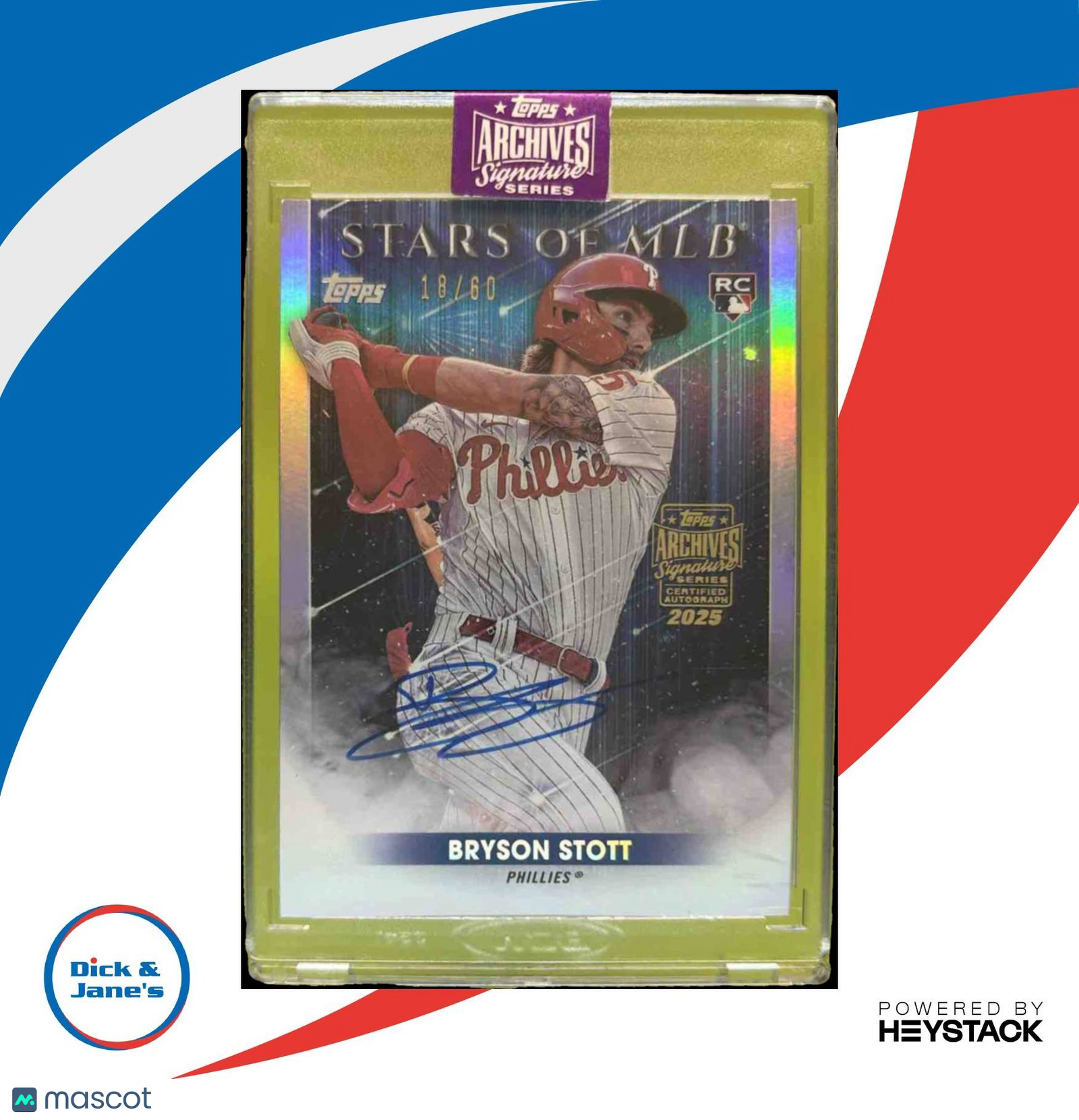 2025 Archives Signatures Series Stars of MLB Auto Bryson Stott /60 Phillies - Sports Cards