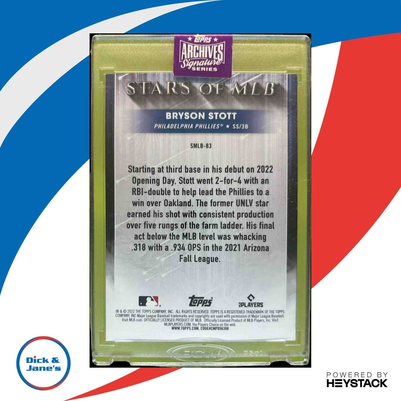 2025 Archives Signatures Series Stars of MLB Auto Bryson Stott /60 Phillies - Sports Cards