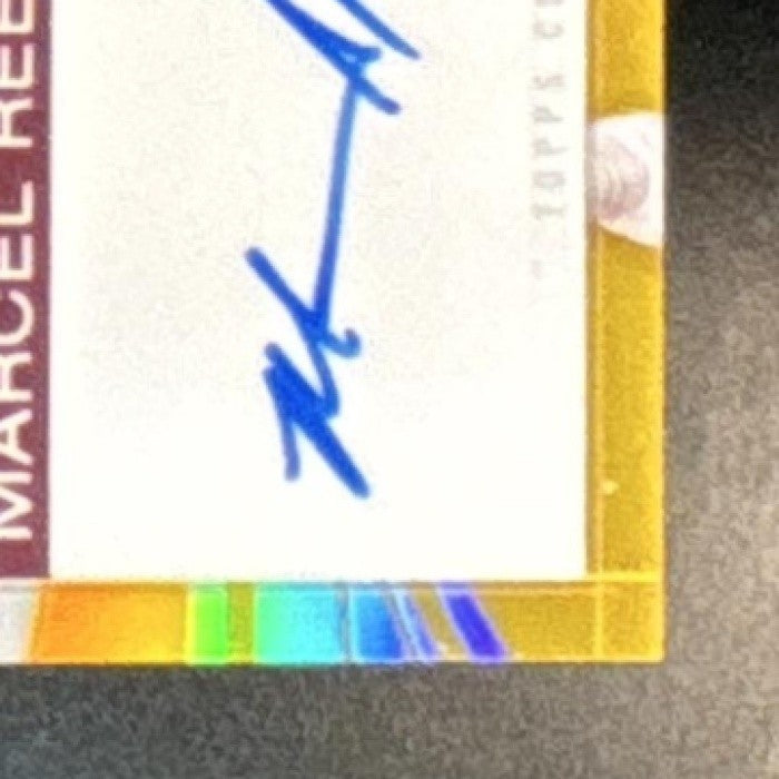 2025 Bowman Best University Marcel Reed Greatness Awaits Auto Gold Refractor /50 - Sports Cards