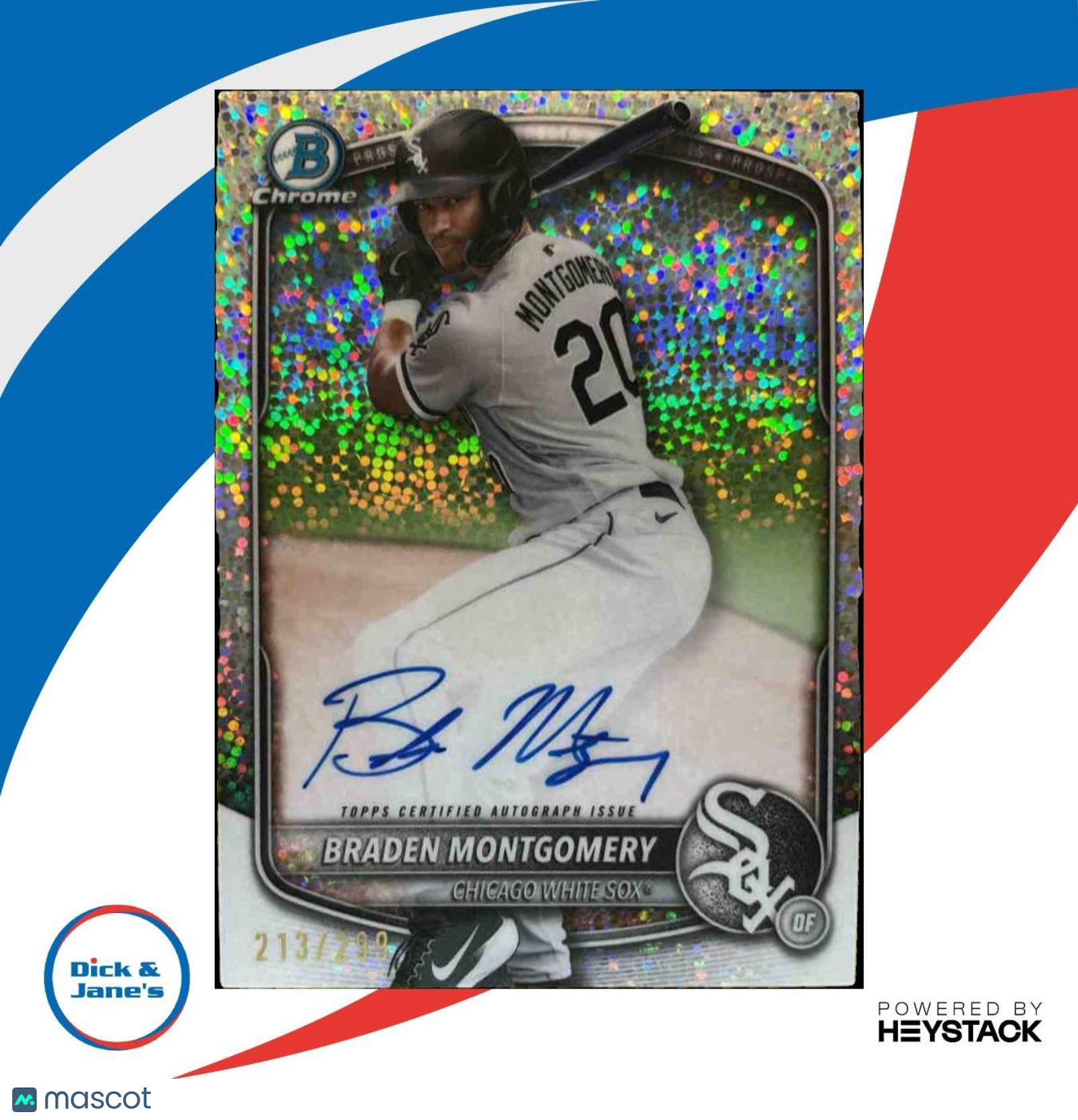 2025 Bowman Braden Montgomery Chrome Prospect Auto Speckle /299 White Sox - Sports Cards