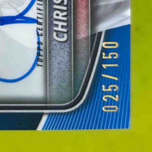 2025 Bowman Christian Moore Chrome Prospect Auto True Blue Refractor 25/150 - Sports Cards